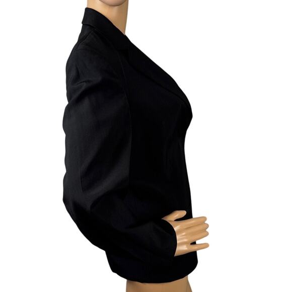 Donna Karan Italian Wool Silk Structured Blazer Black Lightweight Fitted Size 6 - Picture 2 of 10